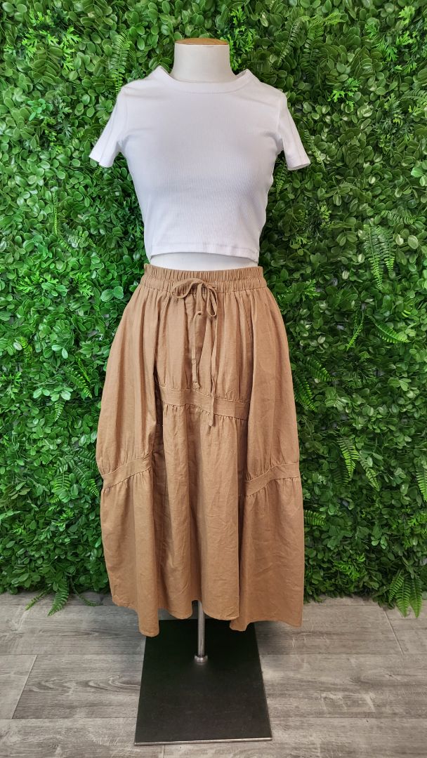 Two By Two Tan Linen Midi Skirt (10)