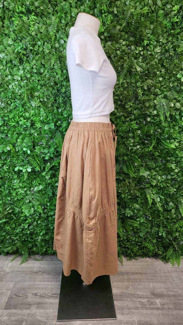 Two By Two Tan Linen Midi Skirt (10)