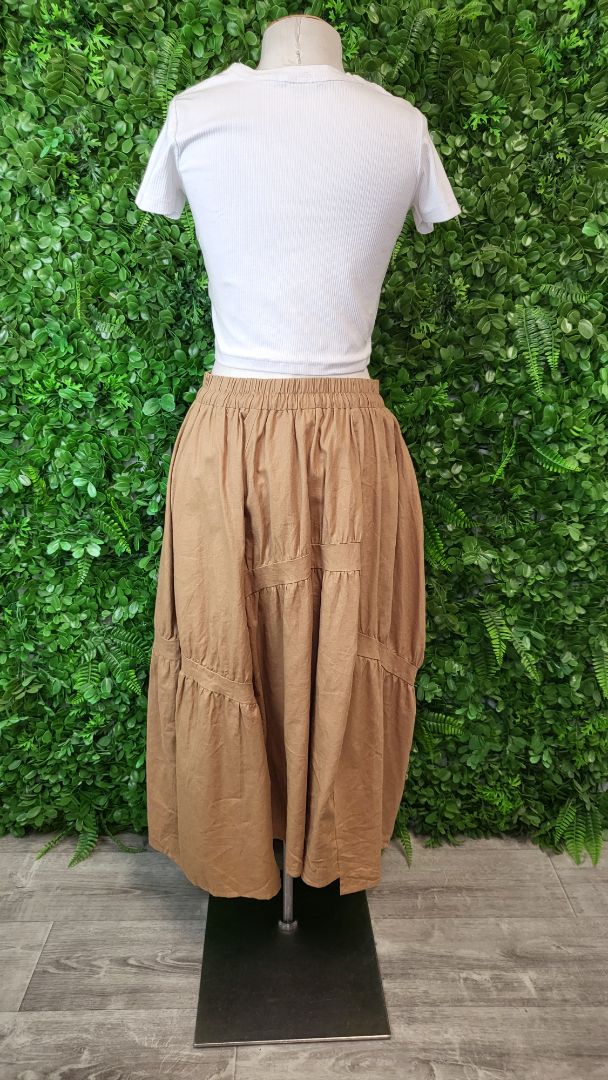 Two By Two Tan Linen Midi Skirt (10)