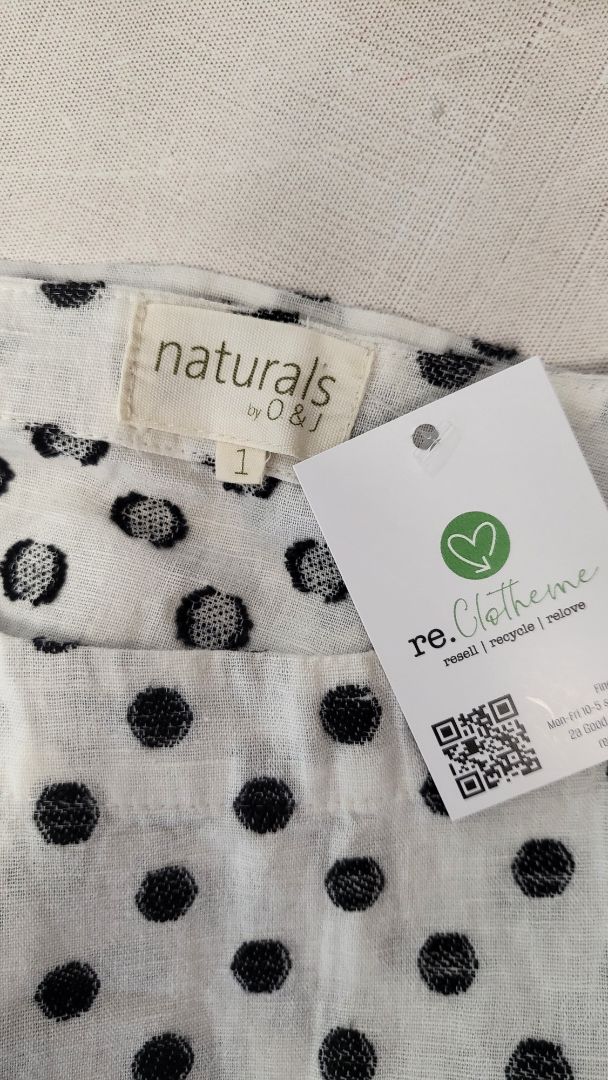 Naturals by O&J Black & White Linen Blend Top (12-14)