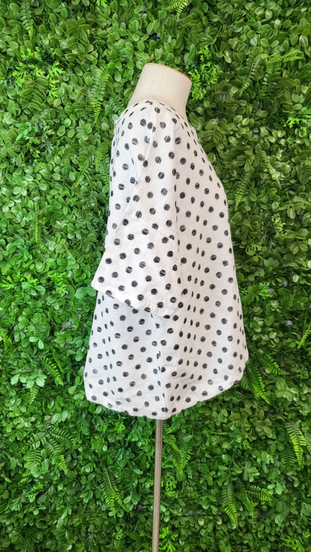 Naturals by O&J Black & White Linen Blend Top (12-14)