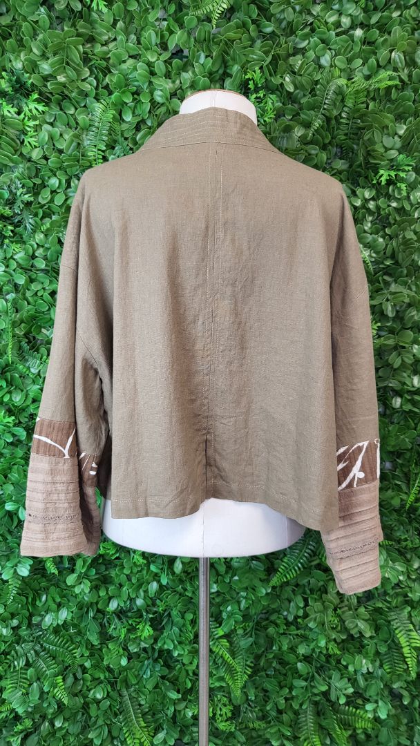 Jacques Ruc Brown Linen Crop Jacket (14-16)