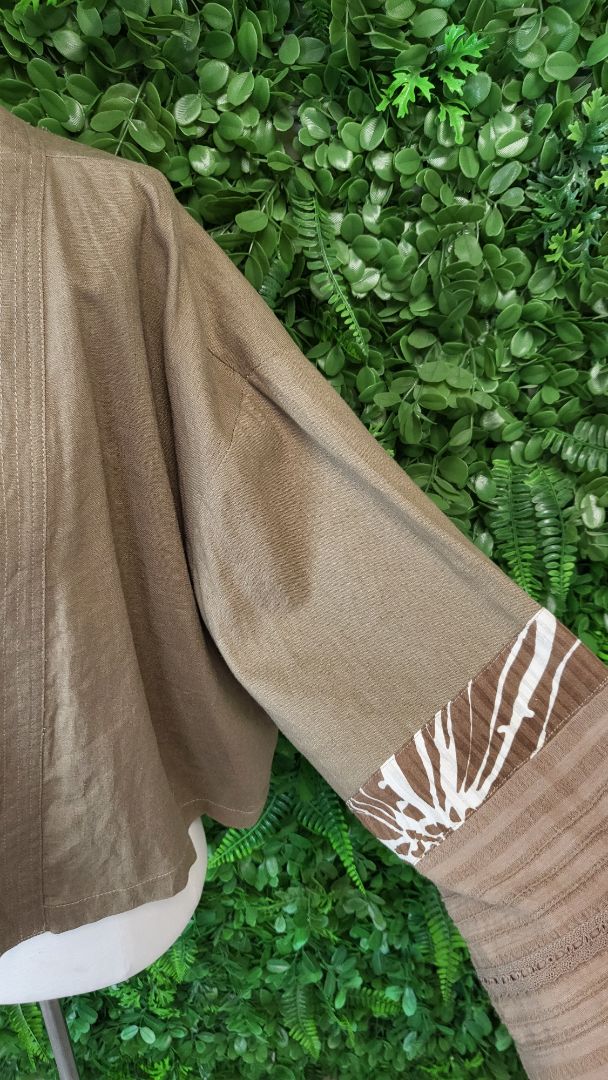 Jacques Ruc Brown Linen Crop Jacket (14-16)