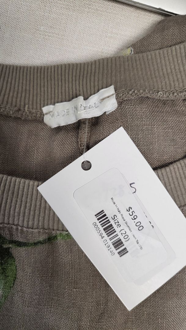 Made In Italy Floral Overside Linen Top (20)