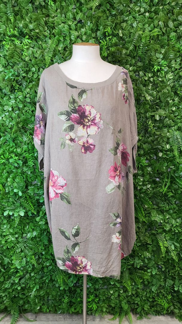 Made In Italy Floral Overside Linen Top (20)