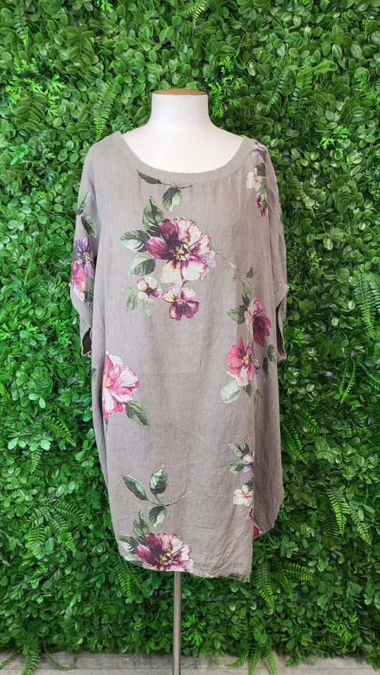 Made In Italy Floral Overside Linen Top (20)