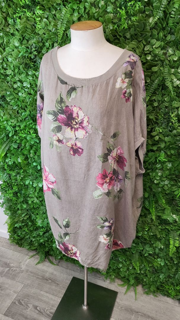 Made In Italy Floral Overside Linen Top (20)