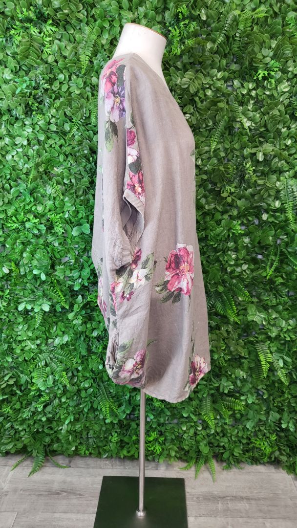 Made In Italy Floral Overside Linen Top (20)