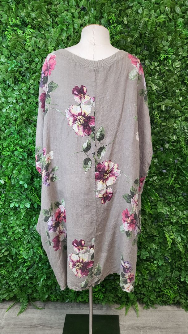 Made In Italy Floral Overside Linen Top (20)