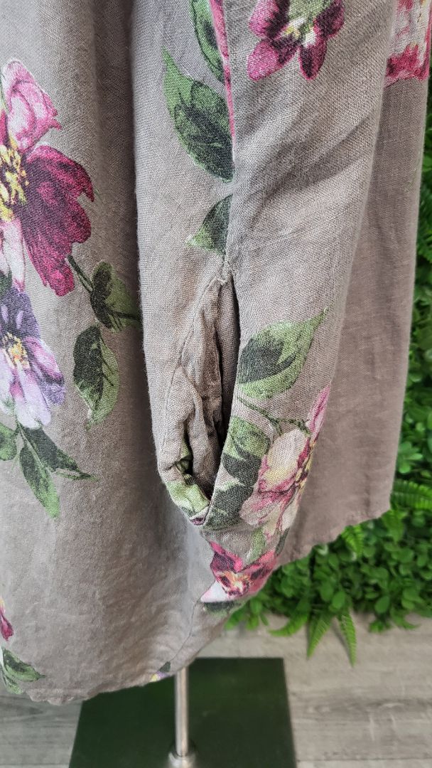 Made In Italy Floral Overside Linen Top (20)