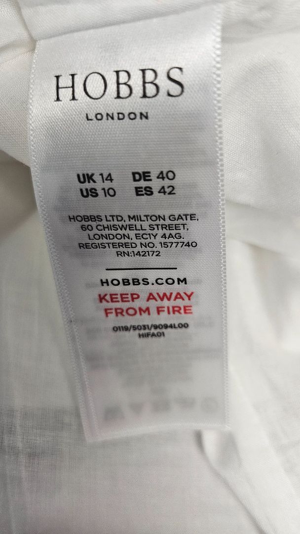 Hobbs London White Sleeveless Dress (12-14)