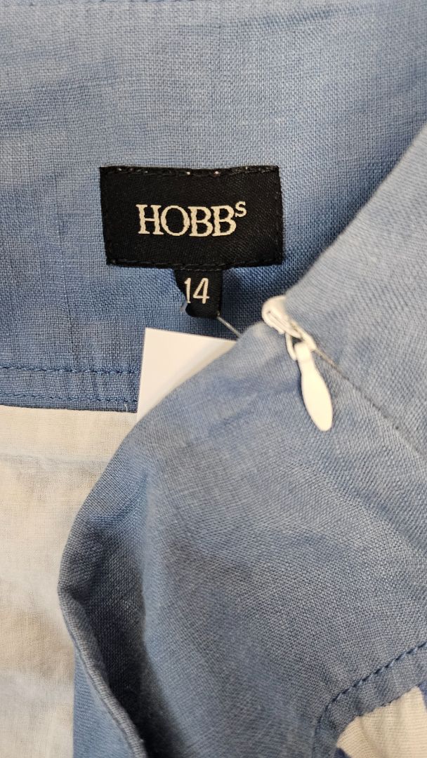Hobbs London Blue Linen Skirt (14)