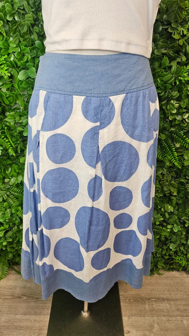 Hobbs London Blue Linen Skirt (14)