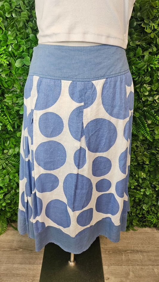 Hobbs London Blue Linen Skirt (14)