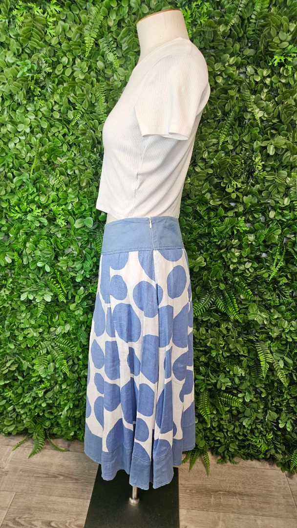 Hobbs London Blue Linen Skirt (14)