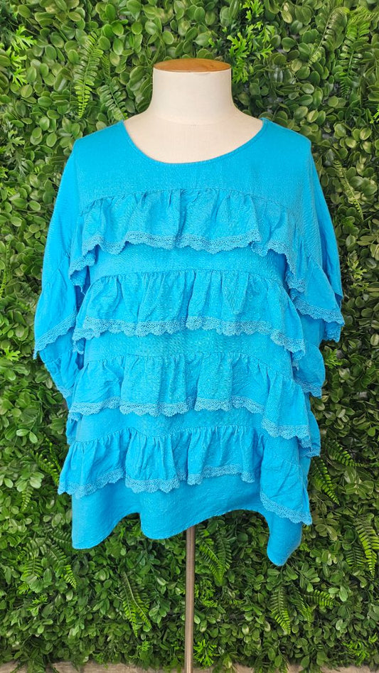 Curate Blue Fit To Frill Top (16-18)