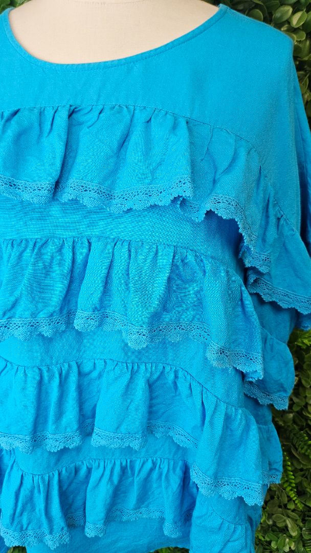 Curate Blue Fit To Frill Top (16-18)
