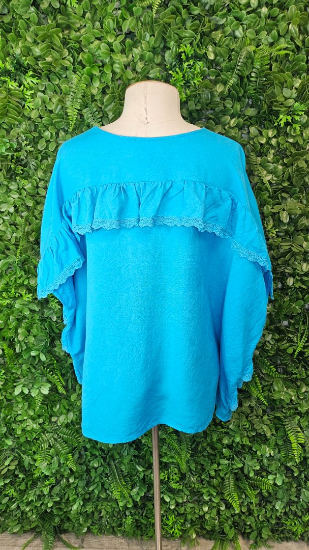 Curate Blue Fit To Frill Top (16-18)