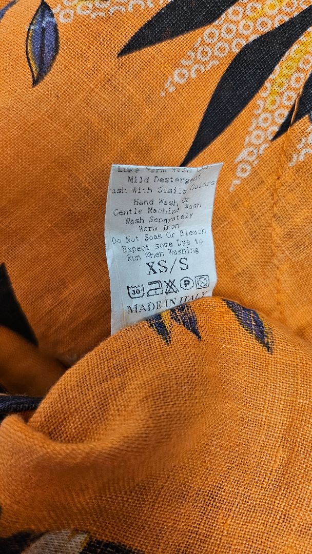 Helga May Orange Print Linen Dress BNWT (10)