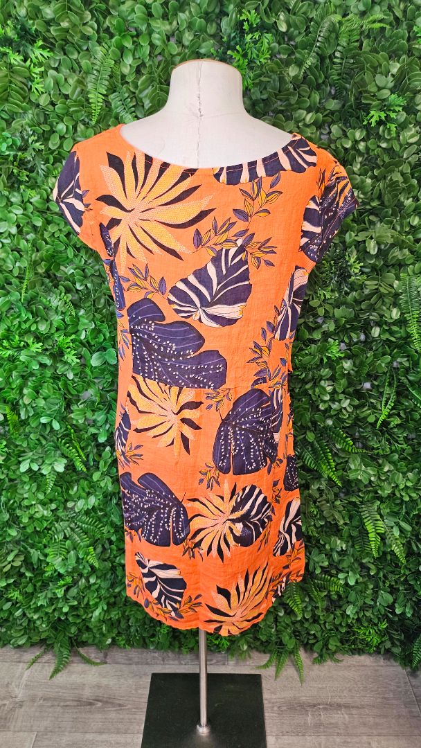 Helga May Orange Print Linen Dress BNWT (10)