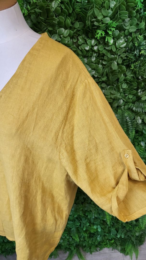 Made In Italy Mustard Linen Tunic Top (16)