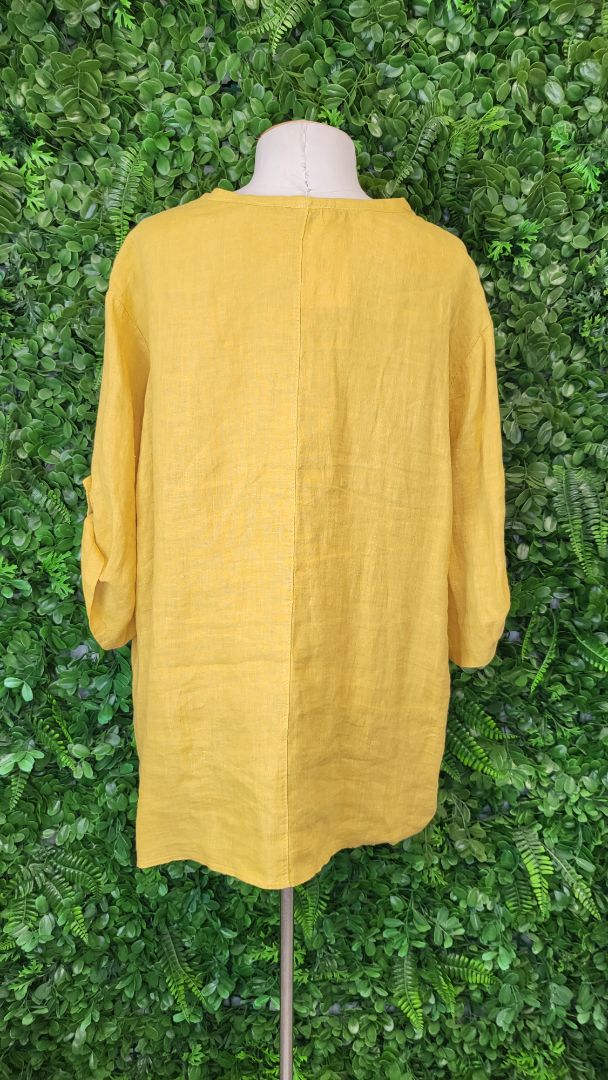 Made In Italy Mustard Linen Tunic Top (16)