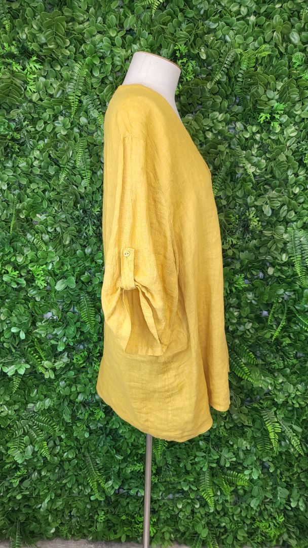 Made In Italy Mustard Linen Tunic Top (16)