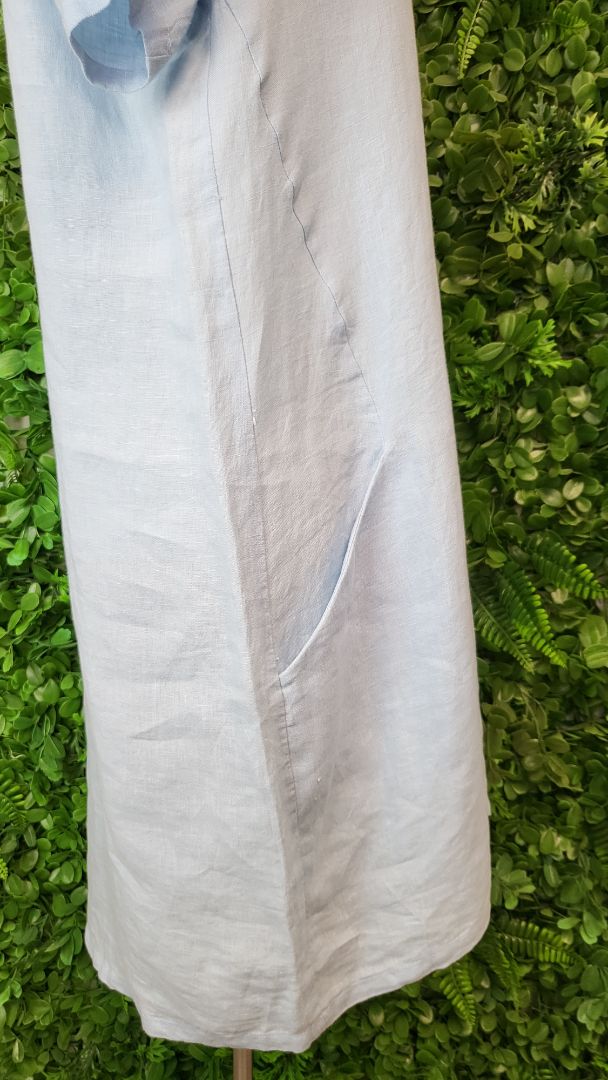 Wild South Light Bliue Linen Shift Dress (12)