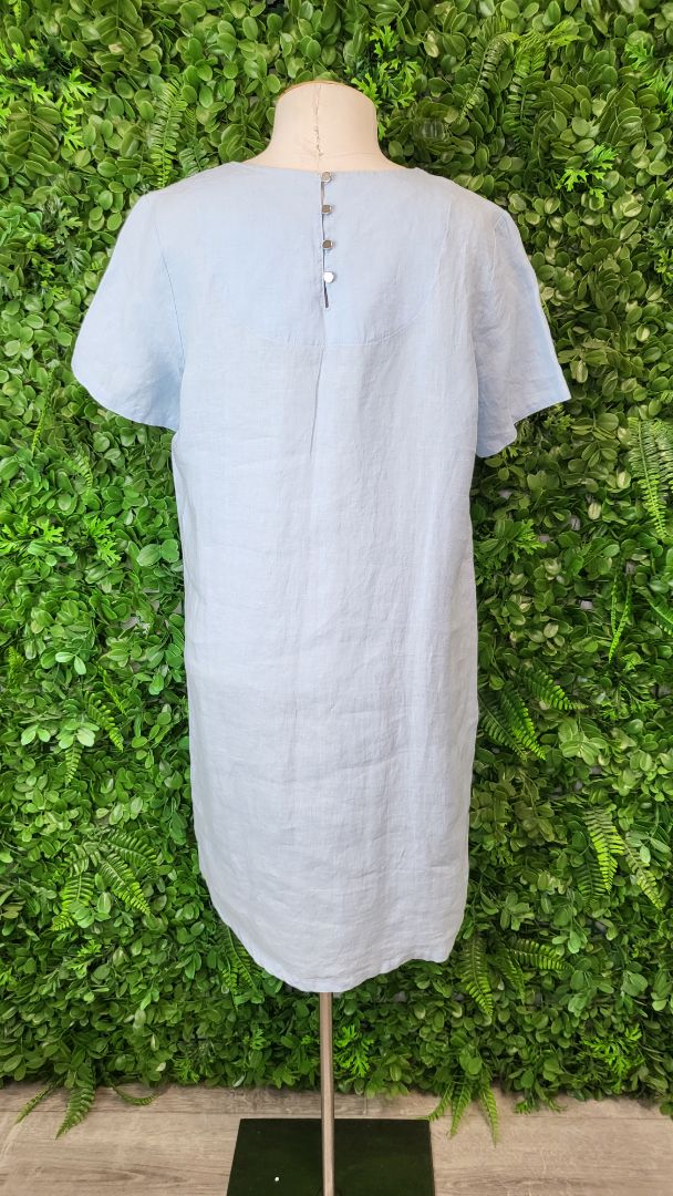 Wild South Light Bliue Linen Shift Dress (12)