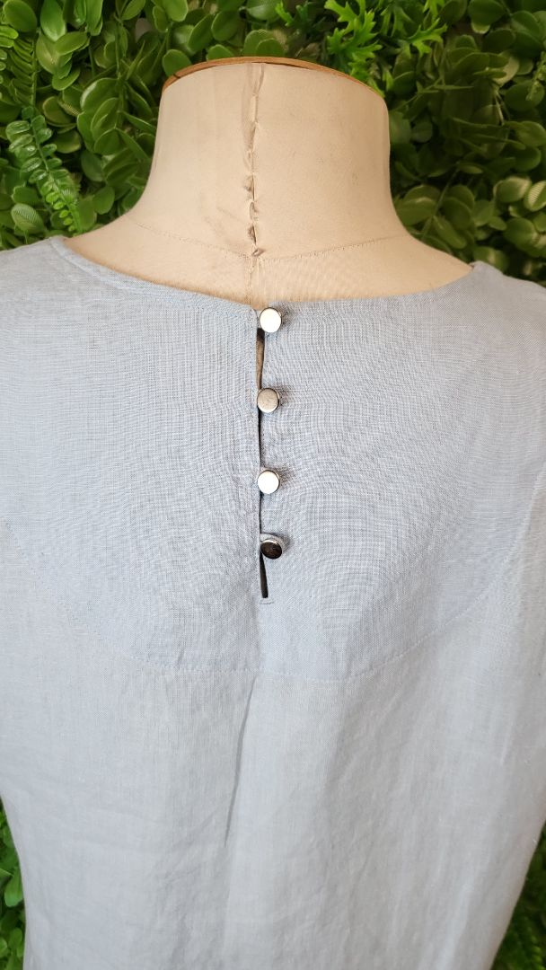 Wild South Light Bliue Linen Shift Dress (12)