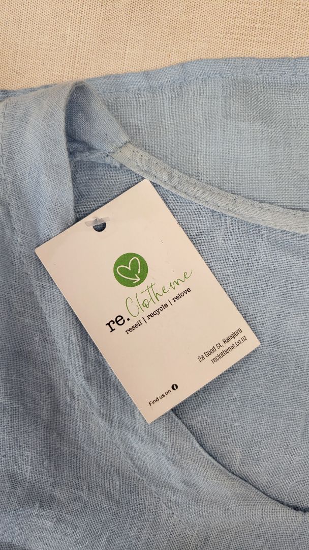 unknown Blue Linen Tunic Top (18)