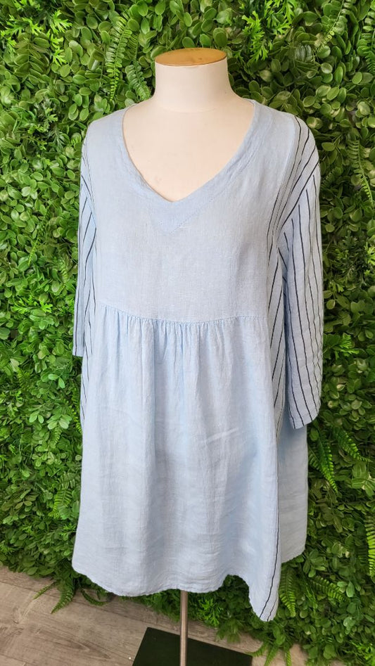 unknown Blue Linen Tunic Top (18)