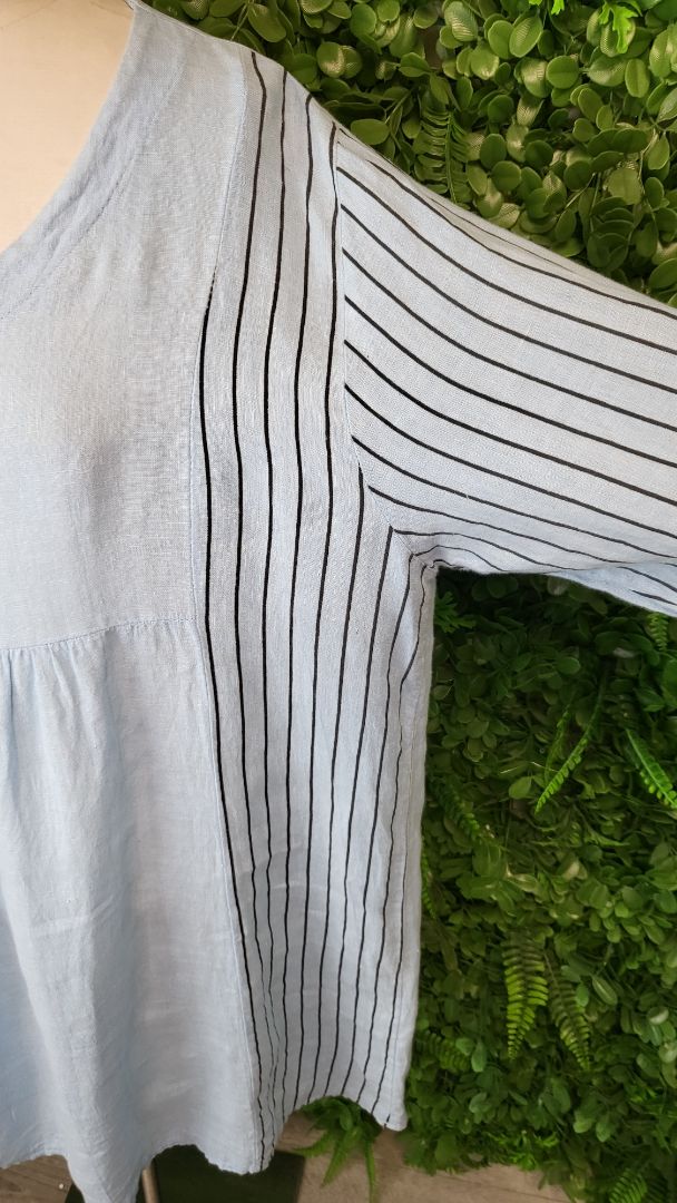 unknown Blue Linen Tunic Top (18)