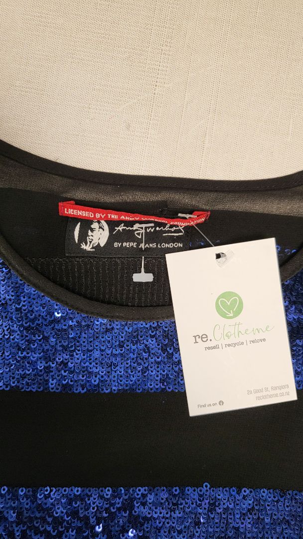 Andy Warhol Blue/Black Sequin Top (8)