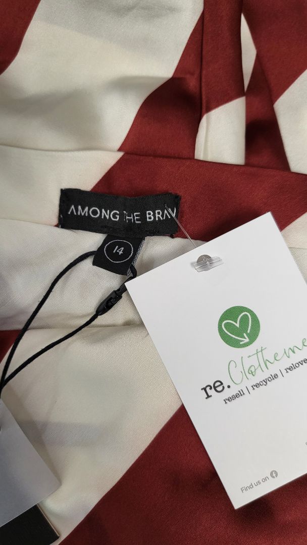 Among The Brave Stripe Fiery Plum Skirt BNWT (14)