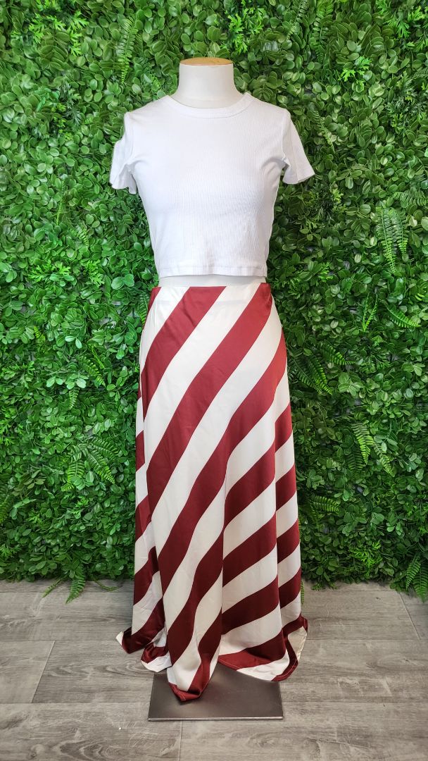 Among The Brave Stripe Fiery Plum Skirt BNWT (14)