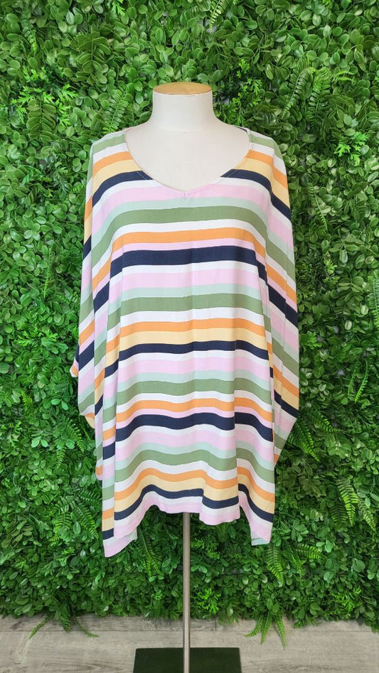 PQ Stripe Oversized Top OSFM