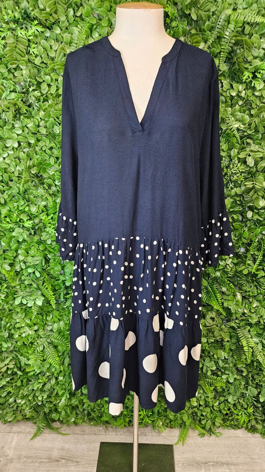 Elm Navy Polka Frill Dress (16)