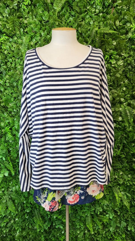 Augustine Stripe/Floral Contrast Top (18)