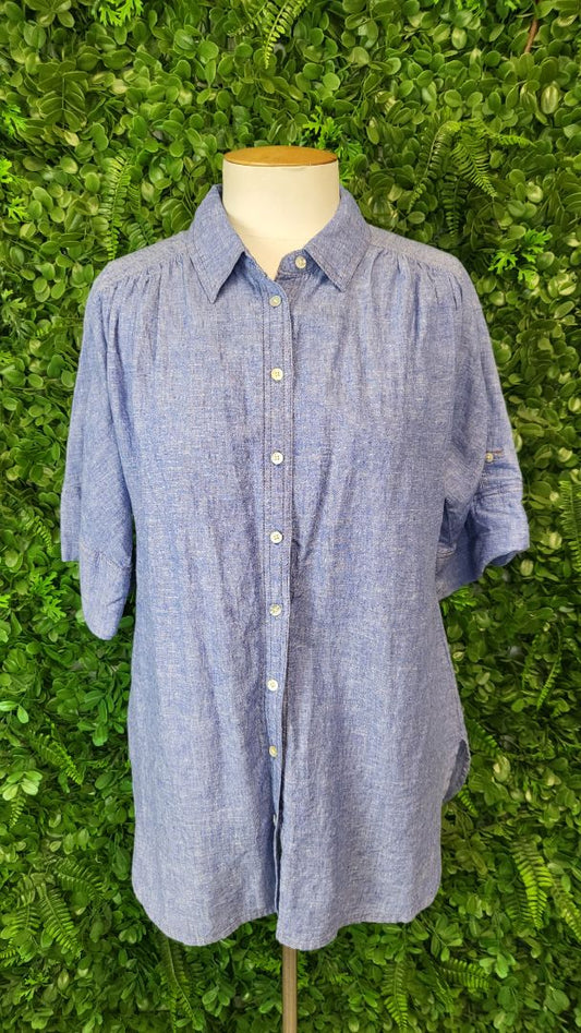 Gharani Strok Blue Linen Blouse (10)