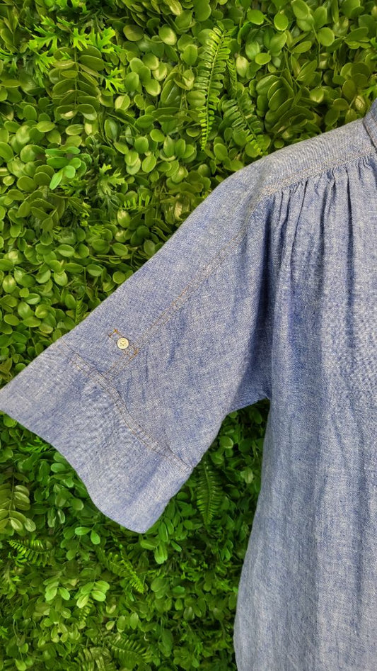 Gharani Strok Blue Linen Blouse (10)