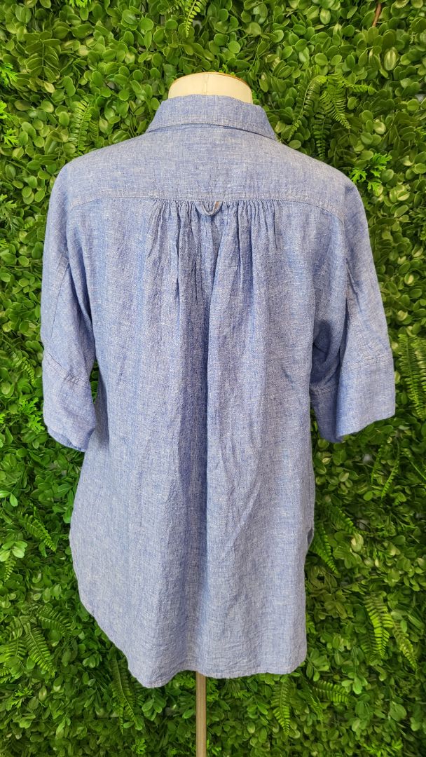 Gharani Strok Blue Linen Blouse (10)