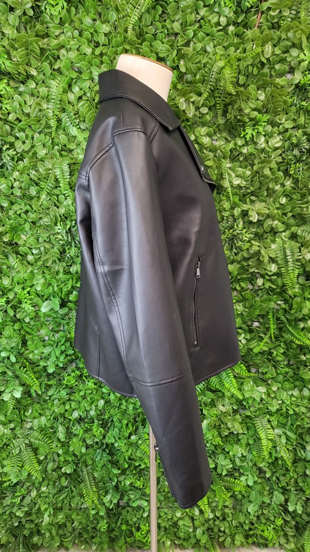 JD Williams Black Pleather Biker Jacket (14)