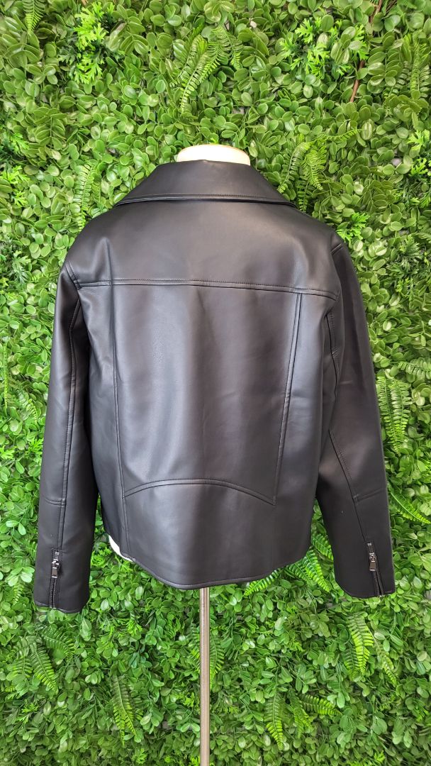 JD Williams Black Pleather Biker Jacket (14)