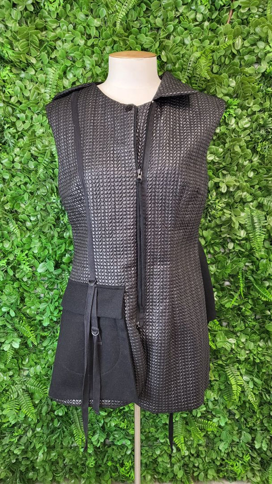 Mild Red Black Textured Vest (12)