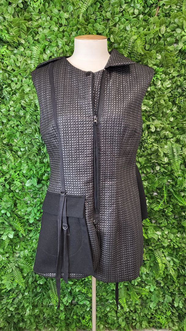 Mild Red Black Textured Vest (12)