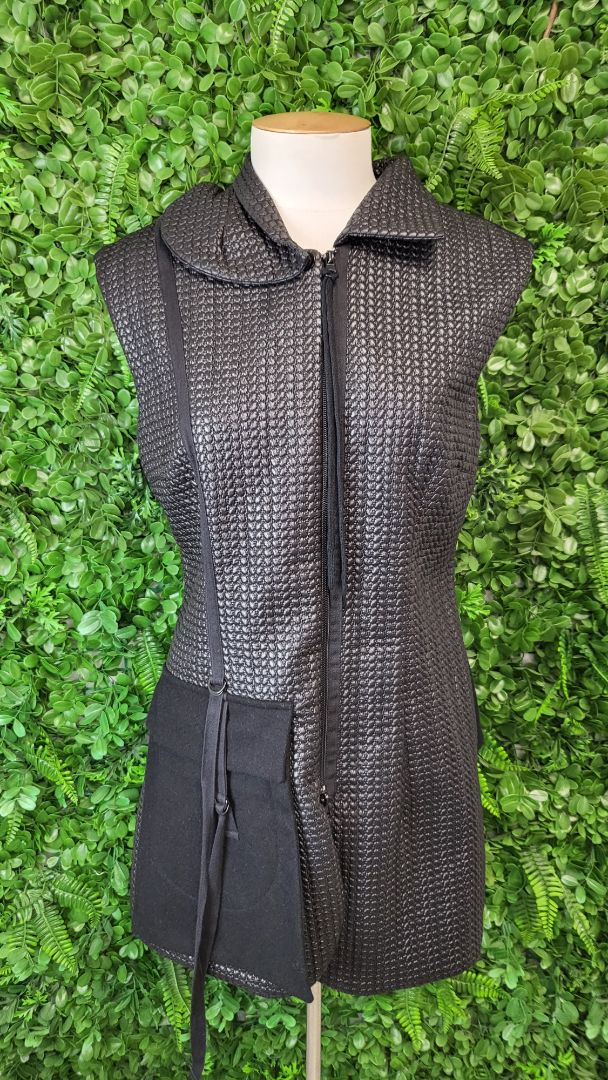 Mild Red Black Textured Vest (12)