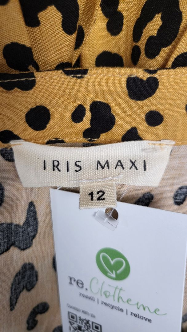 Iris Maxi Mustard Animal Print Dress (12)