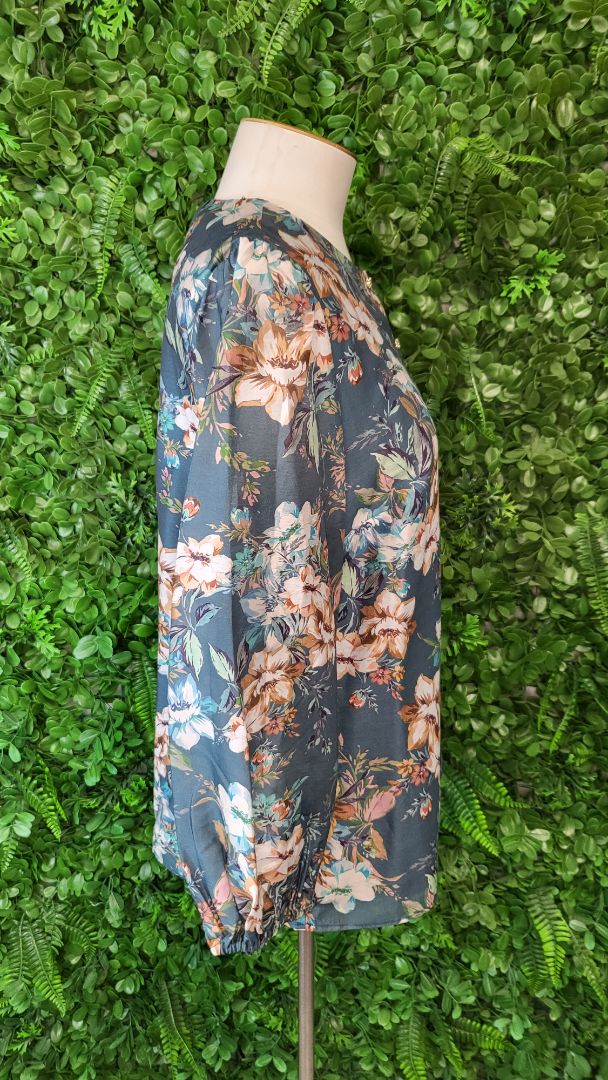 Portmans Teal Floral Tops (10-12)