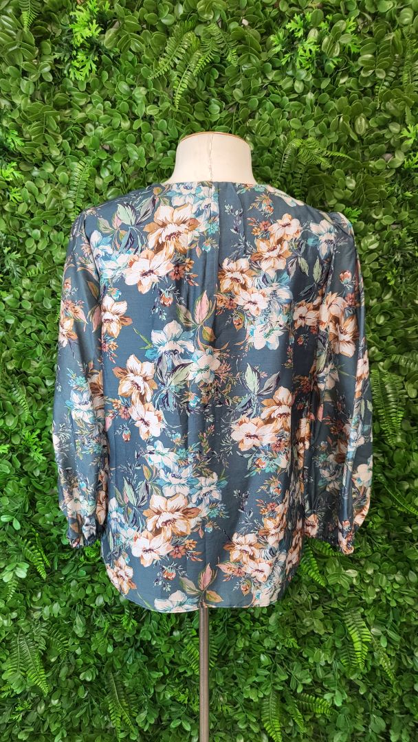 Portmans Teal Floral Tops (10-12)